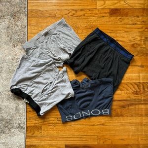 Four Boxer Briefs (Hanes, Bonds, Goldtoe, and H&M)